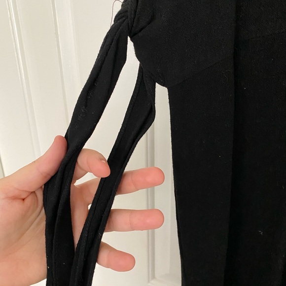 Low cut button down black lucca couture jumpsuit with tie details small - Picture 3 of 7